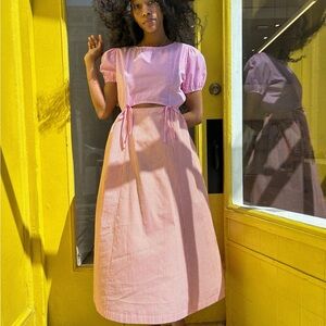 Lisa Says Gah Luna Midi Dress - Watermelon and Orange Stripe